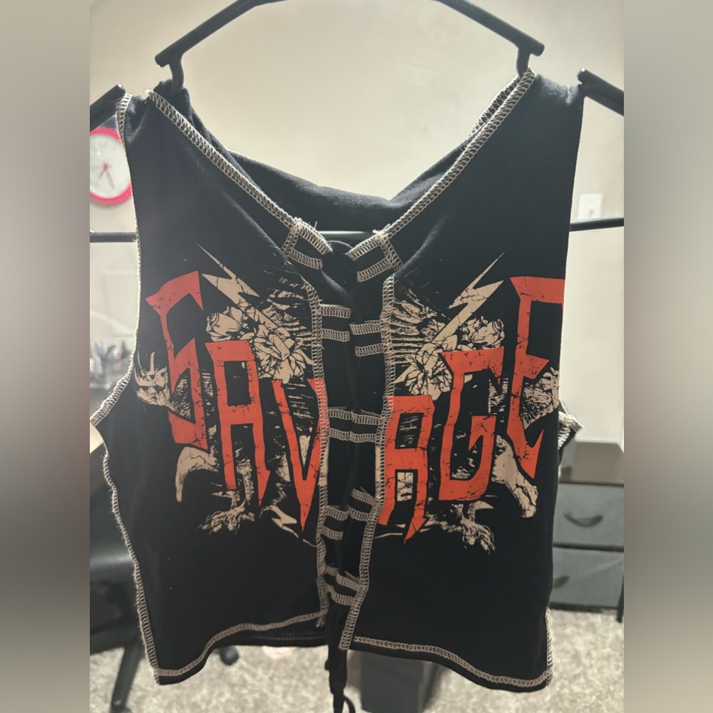 FashionNova S Savage Lace Up Top